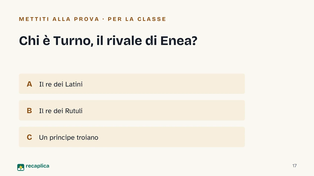 Slide 17 della presentazione su Eneide di Virgilio: Chi è Turno, il rivale di Enea?