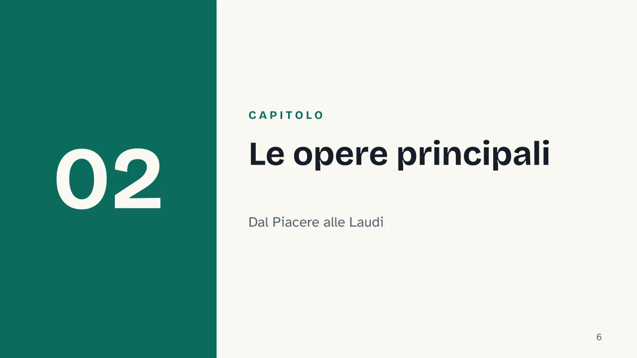 Slide 6 della presentazione su Gabriele D'Annunzio: Capitolo 02: Le opere principali