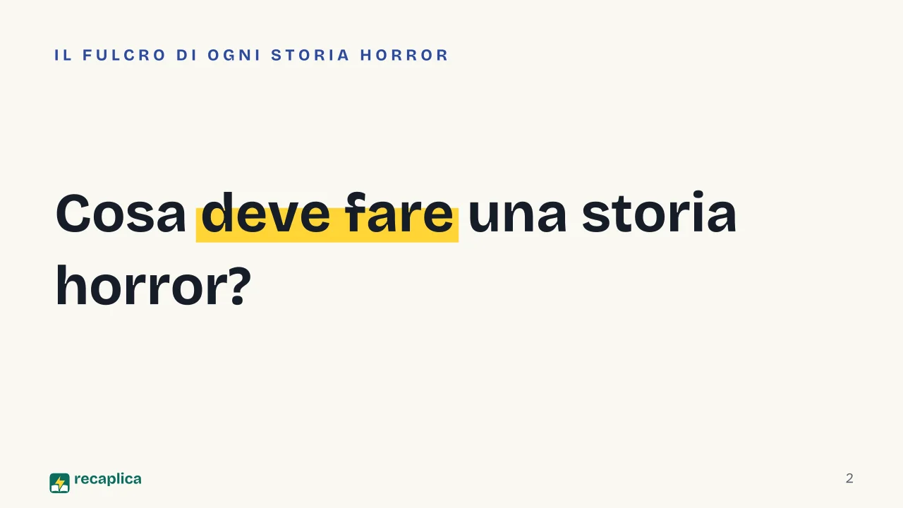 Slide 2 della presentazione su Genere horror: Cosa deve fare una storia horror?