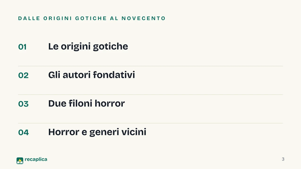Slide 3 della presentazione su Genere horror: Dalle origini gotiche al Novecento