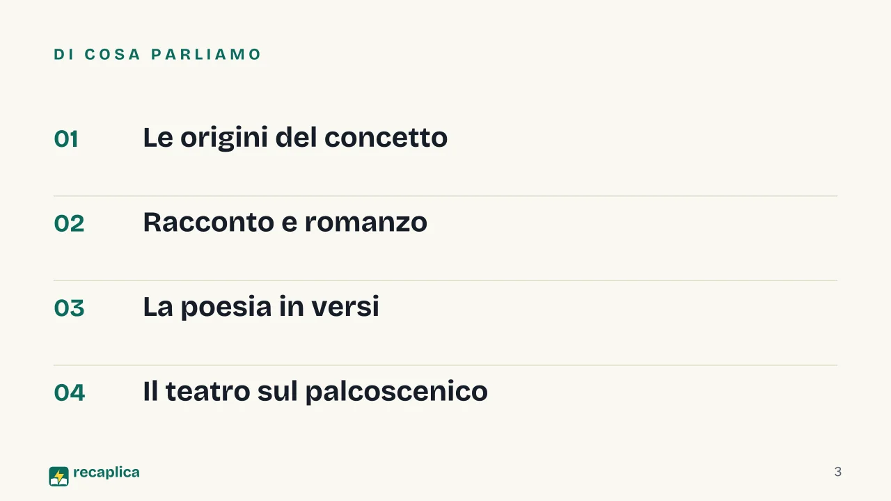 Slide 3 della presentazione su Generi letterari: Di cosa parliamo