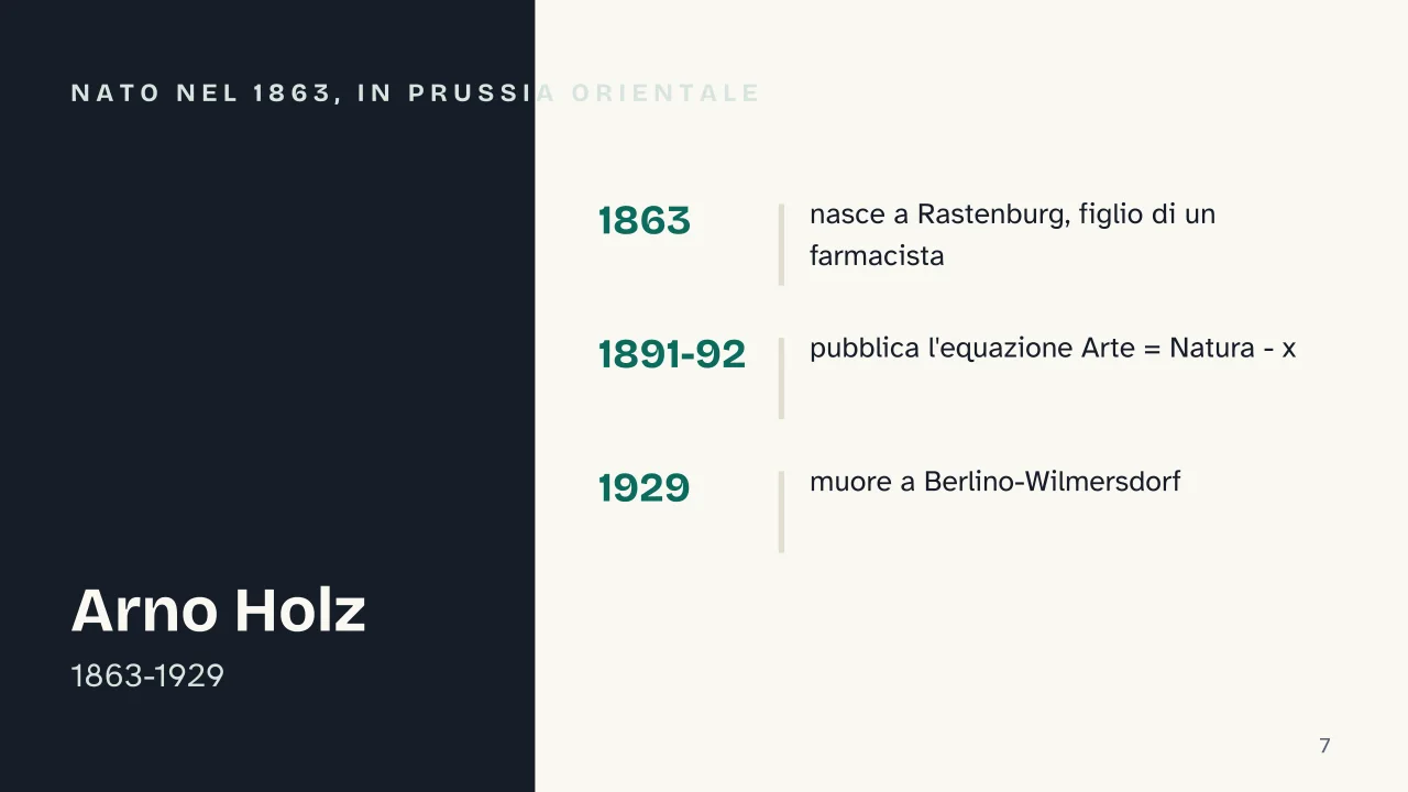 Slide 7 della presentazione su Gerhart Hauptmann: Nato nel 1863, in Prussia orientale