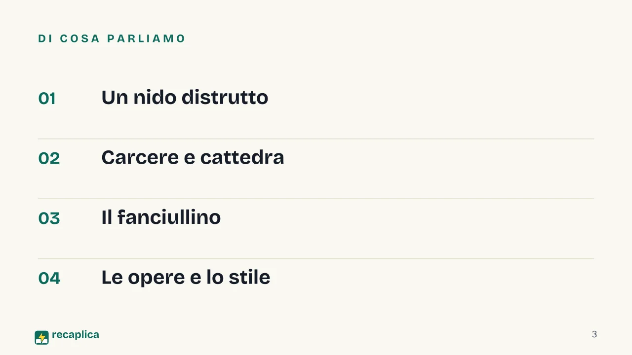 Slide 3 della presentazione su Giovanni Pascoli: Di cosa parliamo