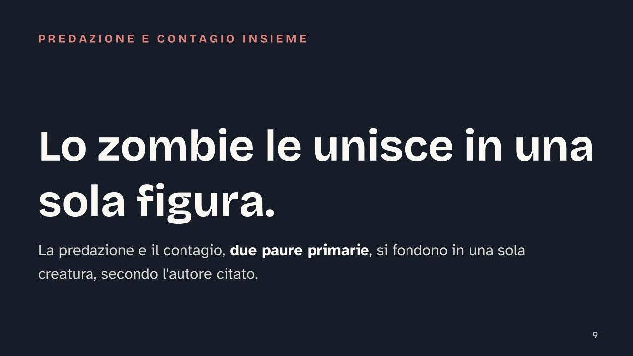 Slide 9 della presentazione su Idee per una storia horror: Lo zombie le unisce in una sola figura.