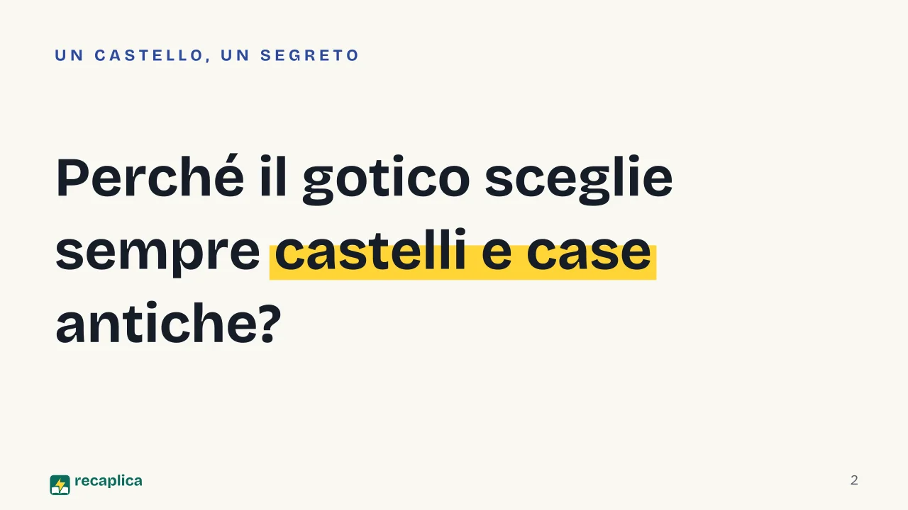 Slide 2 della presentazione su Romanzo gotico: Perché il gotico sceglie sempre castelli e case antiche?