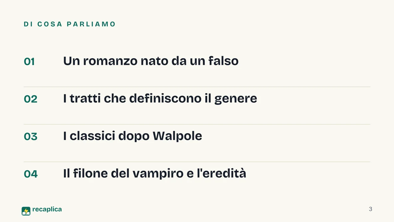 Slide 3 della presentazione su Romanzo gotico: Di cosa parliamo