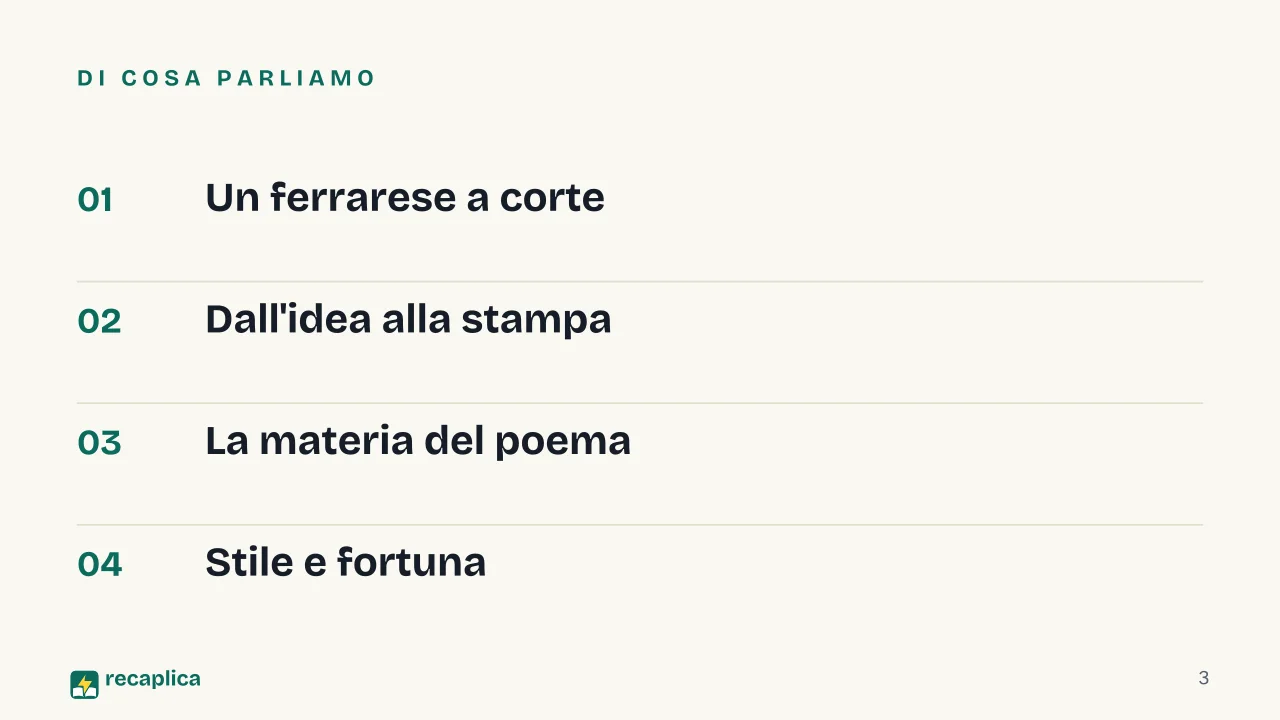 Slide 3 della presentazione su Orlando Furioso: Di cosa parliamo