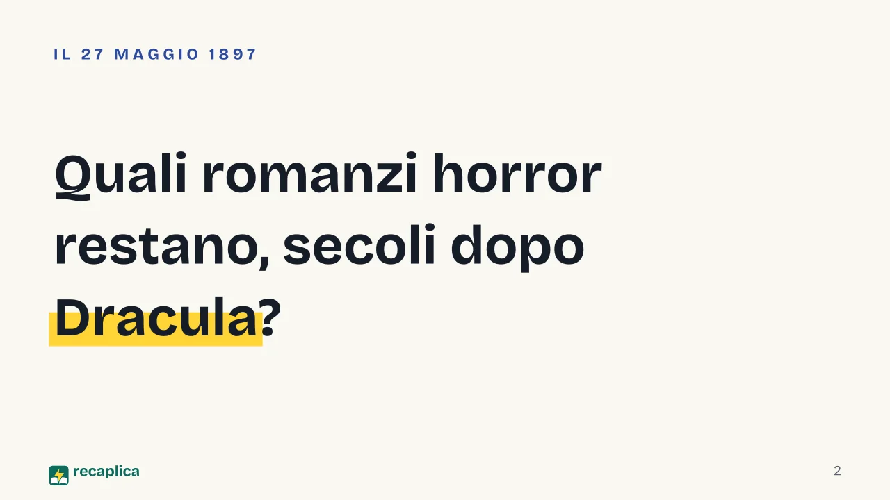 Slide 2 della presentazione su Migliori libri horror: Quali romanzi horror restano, secoli dopo Dracula?
