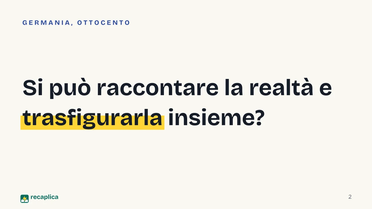 Slide 2 della presentazione su Realismo tedesco: Si può raccontare la realtà e trasfigurarla insieme?