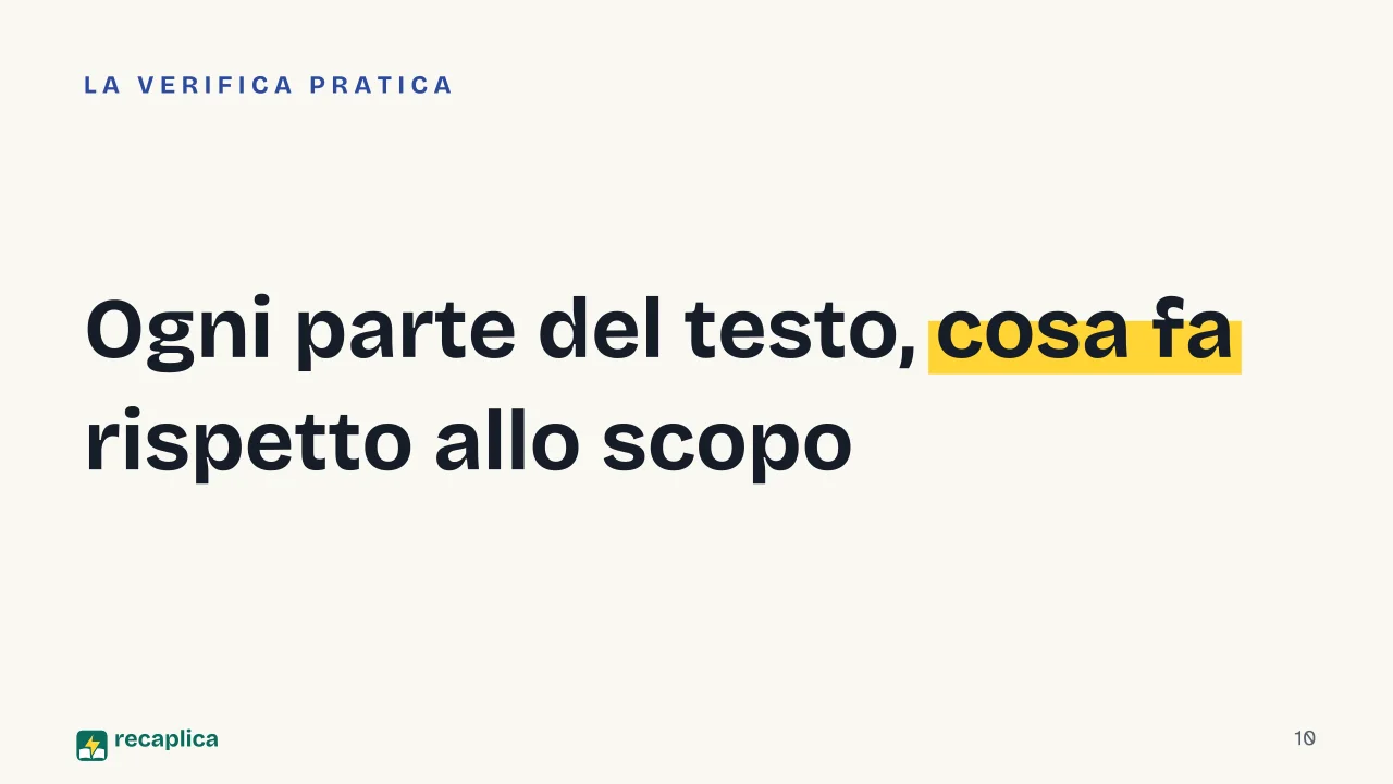 Slide 10 della presentazione su Genere narrativo: Ogni parte del testo, cosa fa rispetto allo scopo