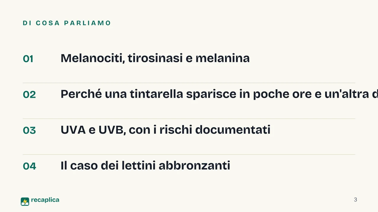 Slide 3 della presentazione su Abbronzatura: Di cosa parliamo