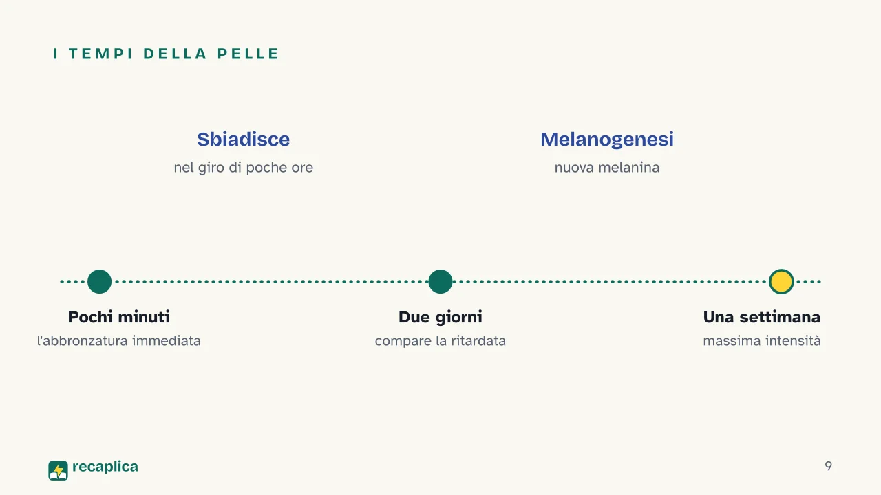 Slide 9 della presentazione su Abbronzatura: I tempi della pelle