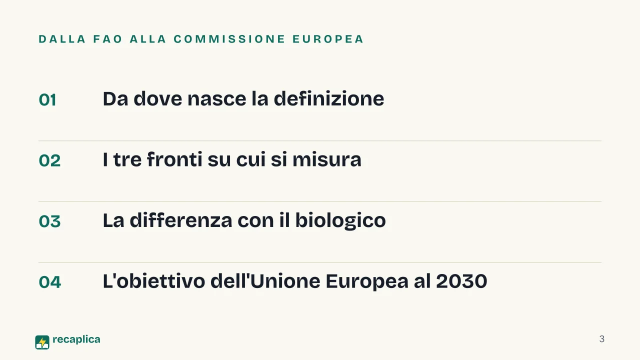 Slide 3 della presentazione su Agricoltura sostenibile: Dalla FAO alla Commissione Europea