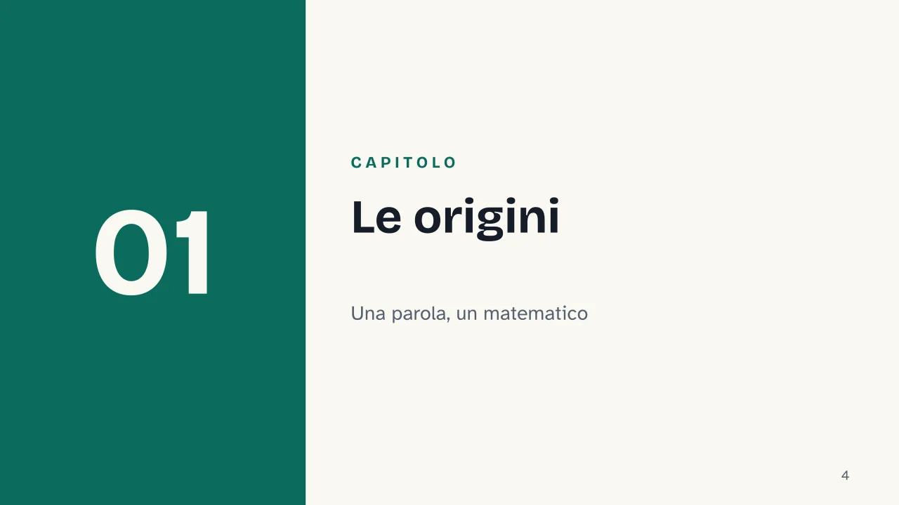 Slide 4 della presentazione su Algebra: Capitolo 01: Le origini