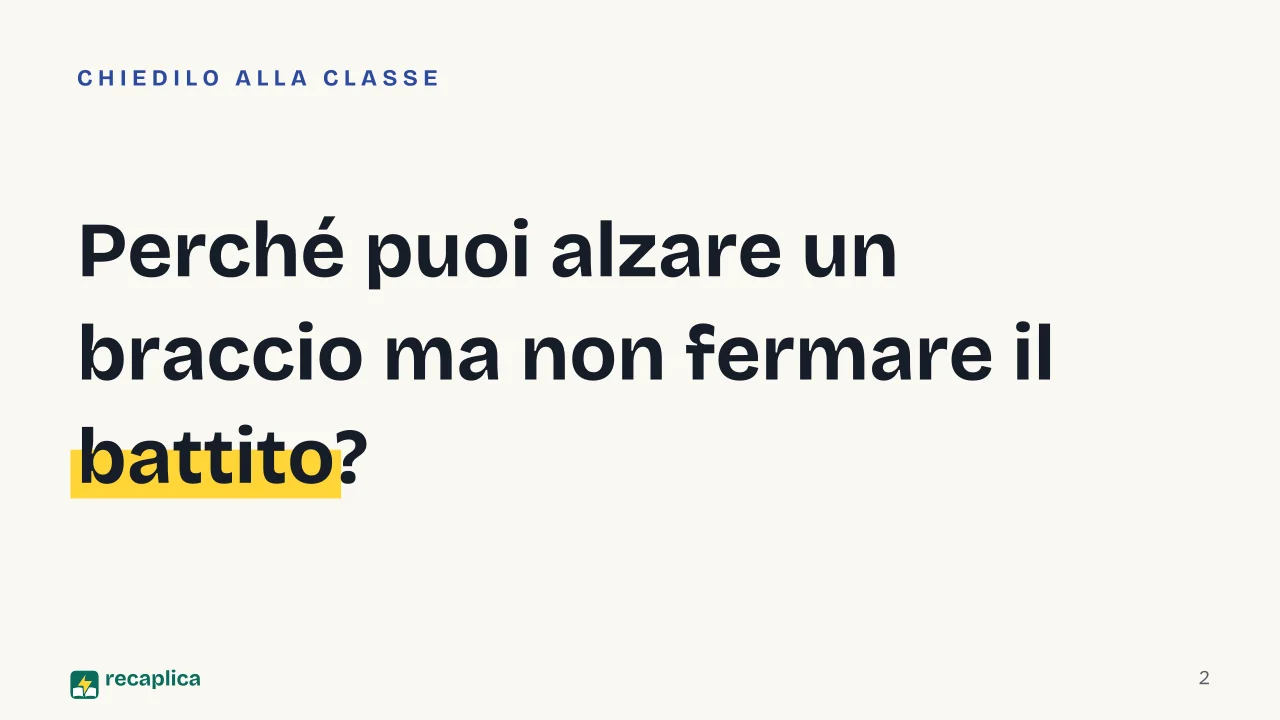 Slide 2 della presentazione su Apparato muscolare: Perché puoi alzare un braccio ma non fermare il battito?