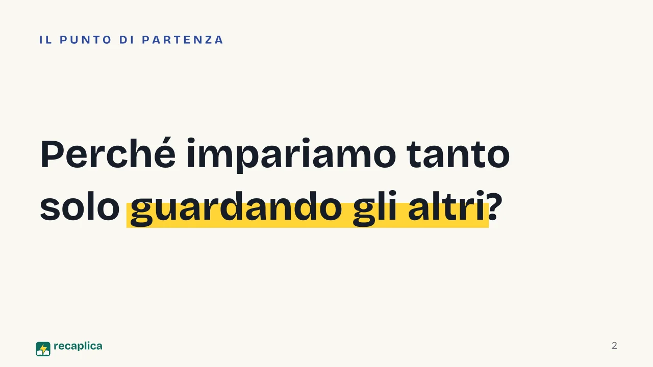 Slide 2 della presentazione su Bandura e la teoria dell'apprendimento sociale, tra osservazione e autoefficacia: Perché impariamo tanto solo guardando gli altri?