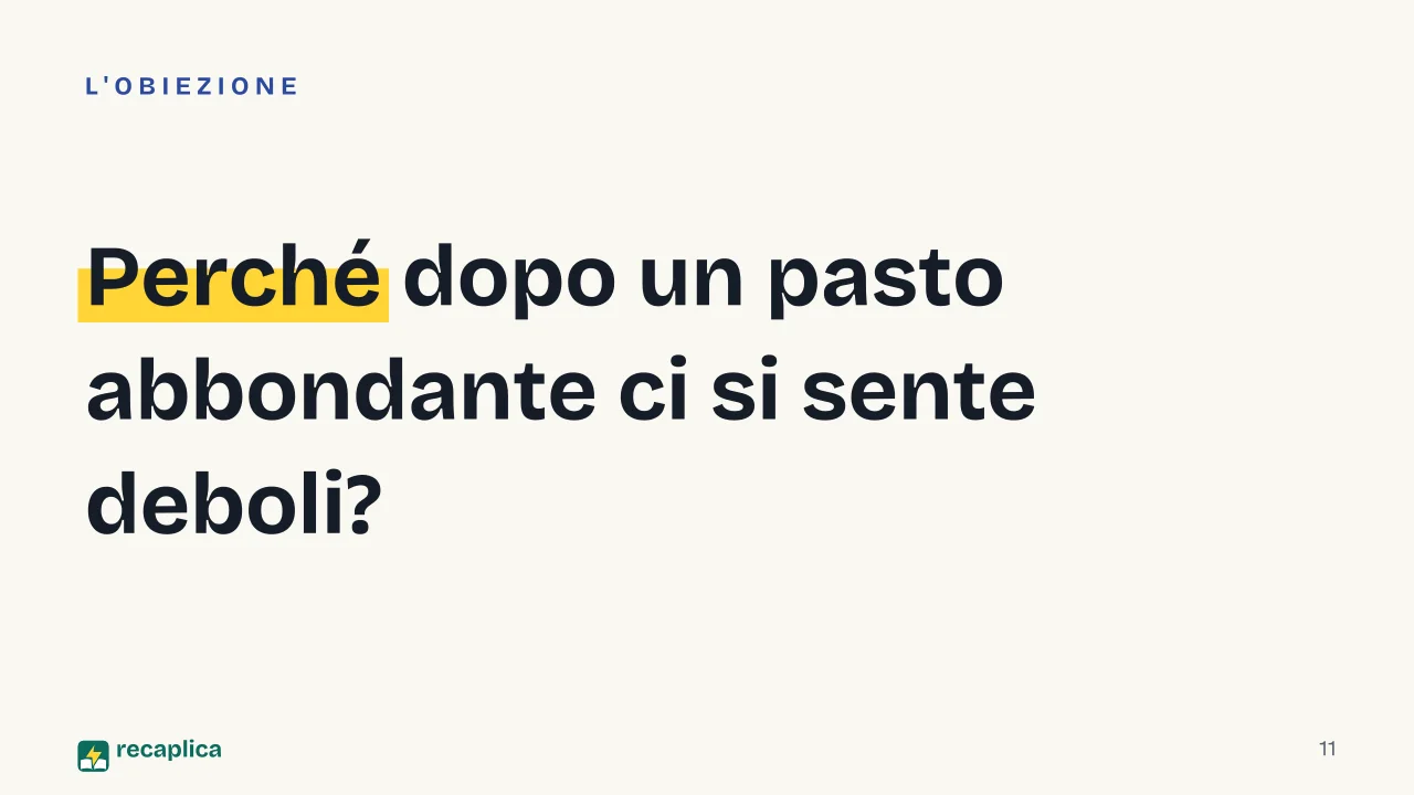 Slide 11 della presentazione su Bagno dopo mangiato: Perché dopo un pasto abbondante ci si sente deboli?