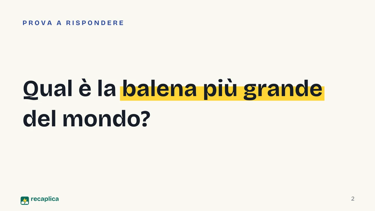 Slide 2 della presentazione su Balena: Qual è la balena più grande del mondo?