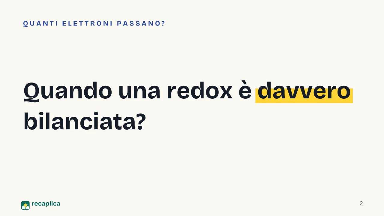 Slide 2 della presentazione su Bilanciamento delle reazioni redox: Quando una redox è davvero bilanciata?