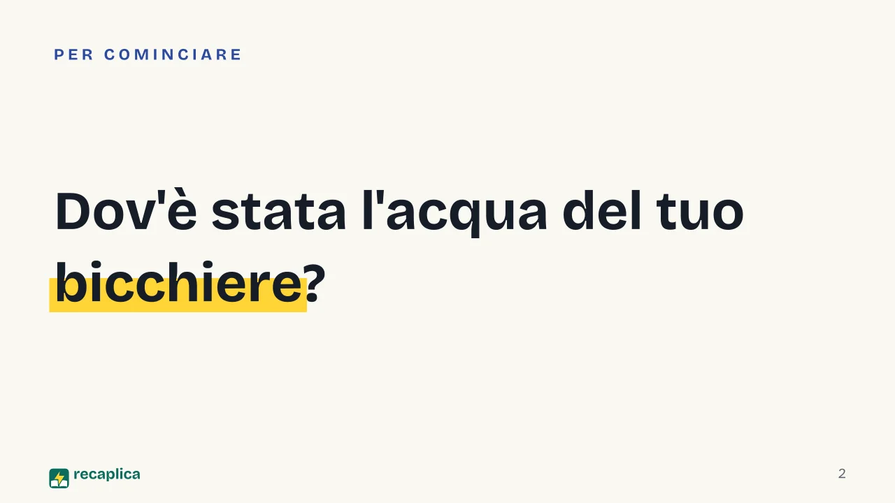 Slide 2 della presentazione su Ciclo dell'acqua: Dov'è stata l'acqua del tuo bicchiere?