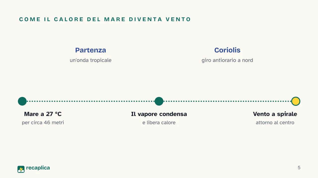 Slide 5 della presentazione su Ciclone: Come il calore del mare diventa vento