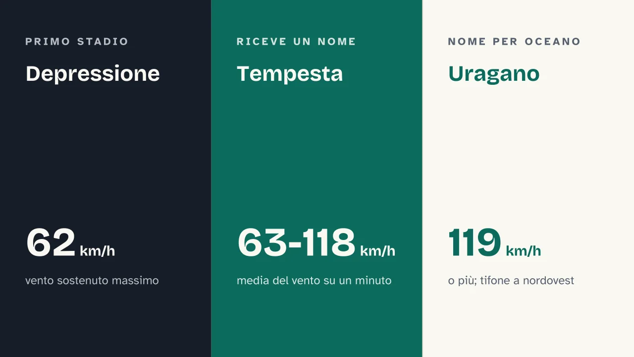 Slide 7 della presentazione su Ciclone: Depressione · Tempesta · Uragano