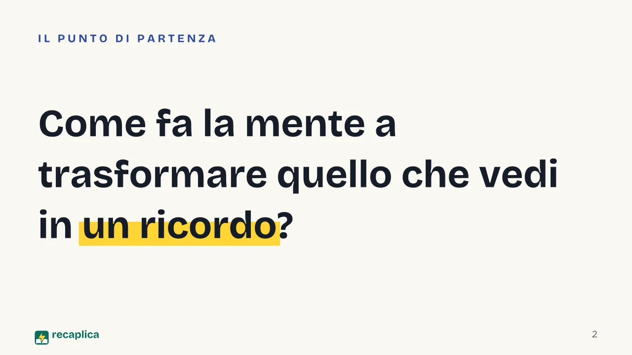 Slide 2 della presentazione su Cognitivismo: Come fa la mente a trasformare quello che vedi in un ricordo?