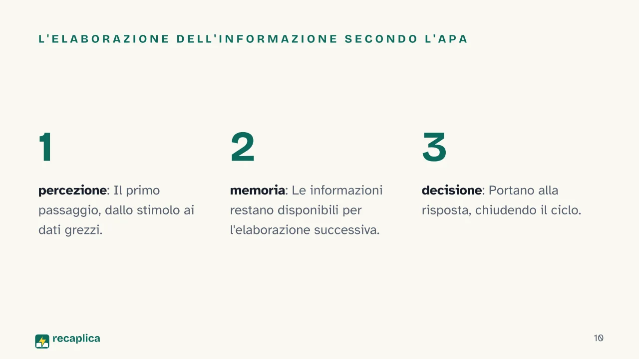 Slide 10 della presentazione su Cognitivismo: L'elaborazione dell'informazione secondo l'APA