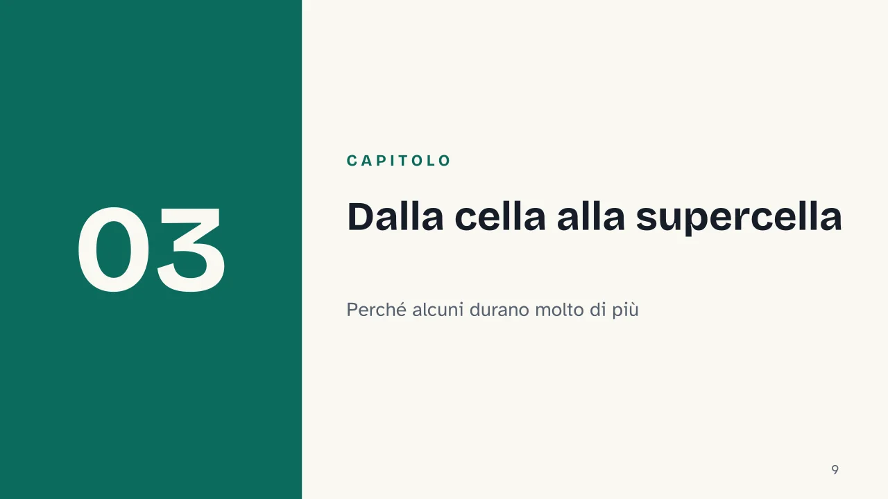 Slide 9 della presentazione su Come si formano i temporali: Capitolo 03: Dalla cella alla supercella