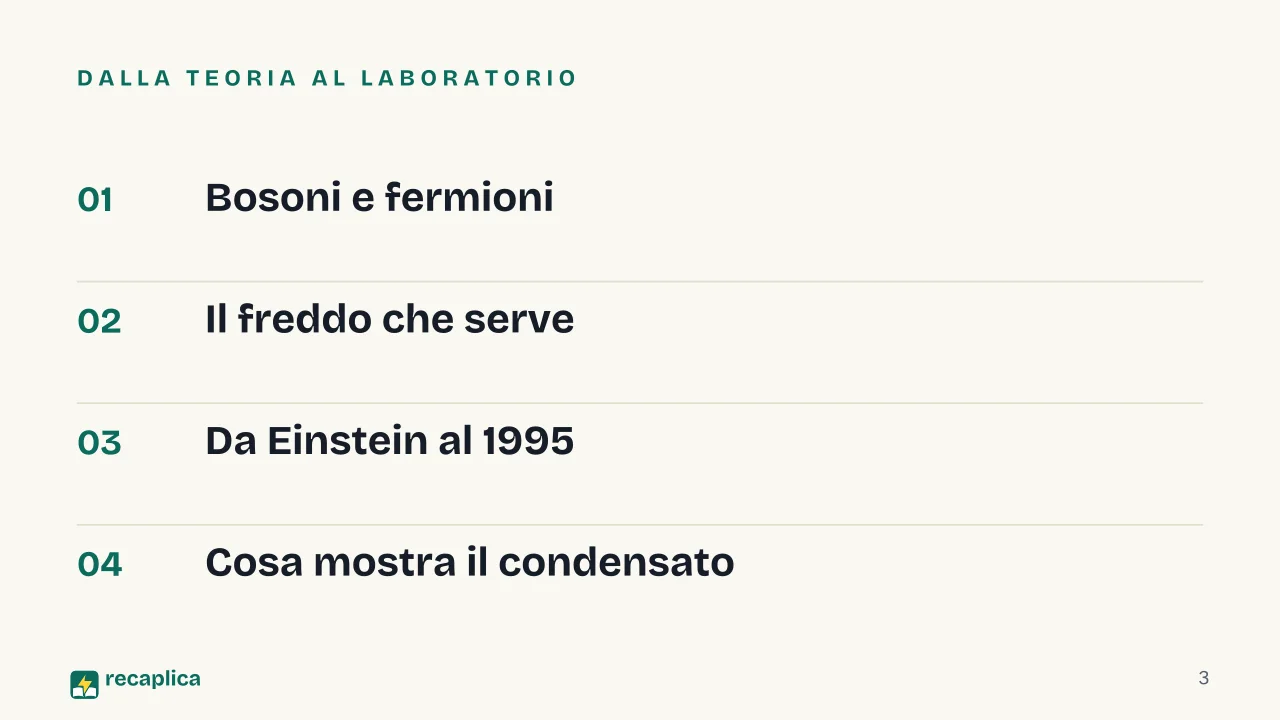 Slide 3 della presentazione su Condensato di Bose-Einstein: Dalla teoria al laboratorio