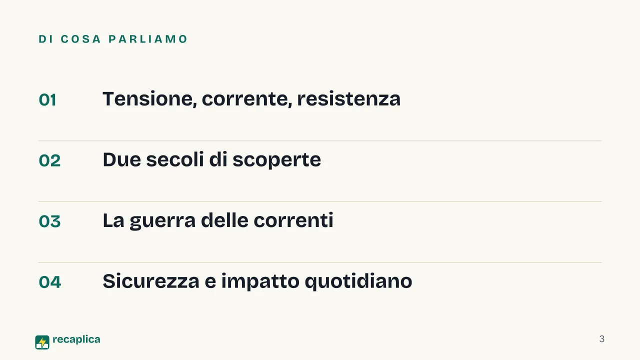 Slide 3 della presentazione su Corrente elettrica: Di cosa parliamo