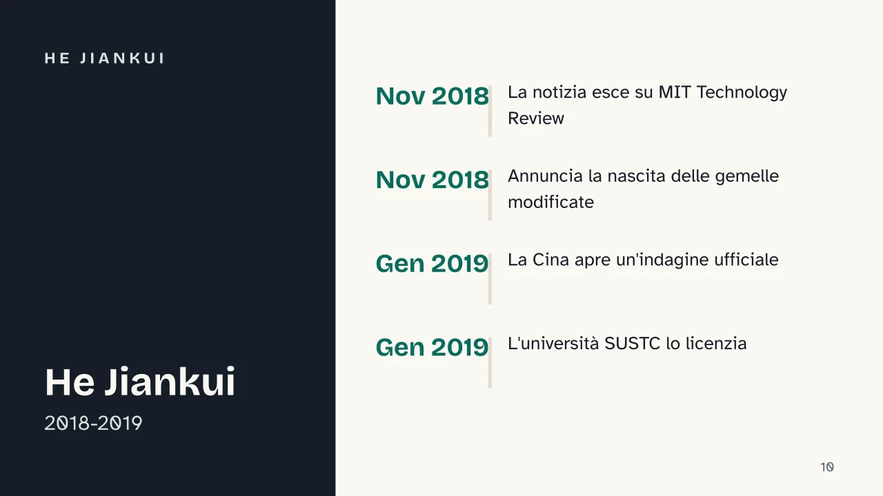 Slide 10 della presentazione su CRISPR: He Jiankui