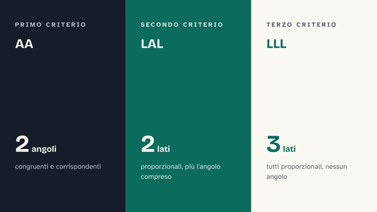Slide 7 della presentazione su Criteri di similitudine dei triangoli: AA · LAL · LLL