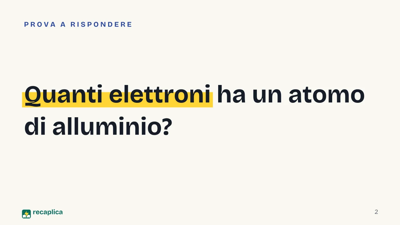 Slide 2 della presentazione su Diagramma di Bohr: Quanti elettroni ha un atomo di alluminio?