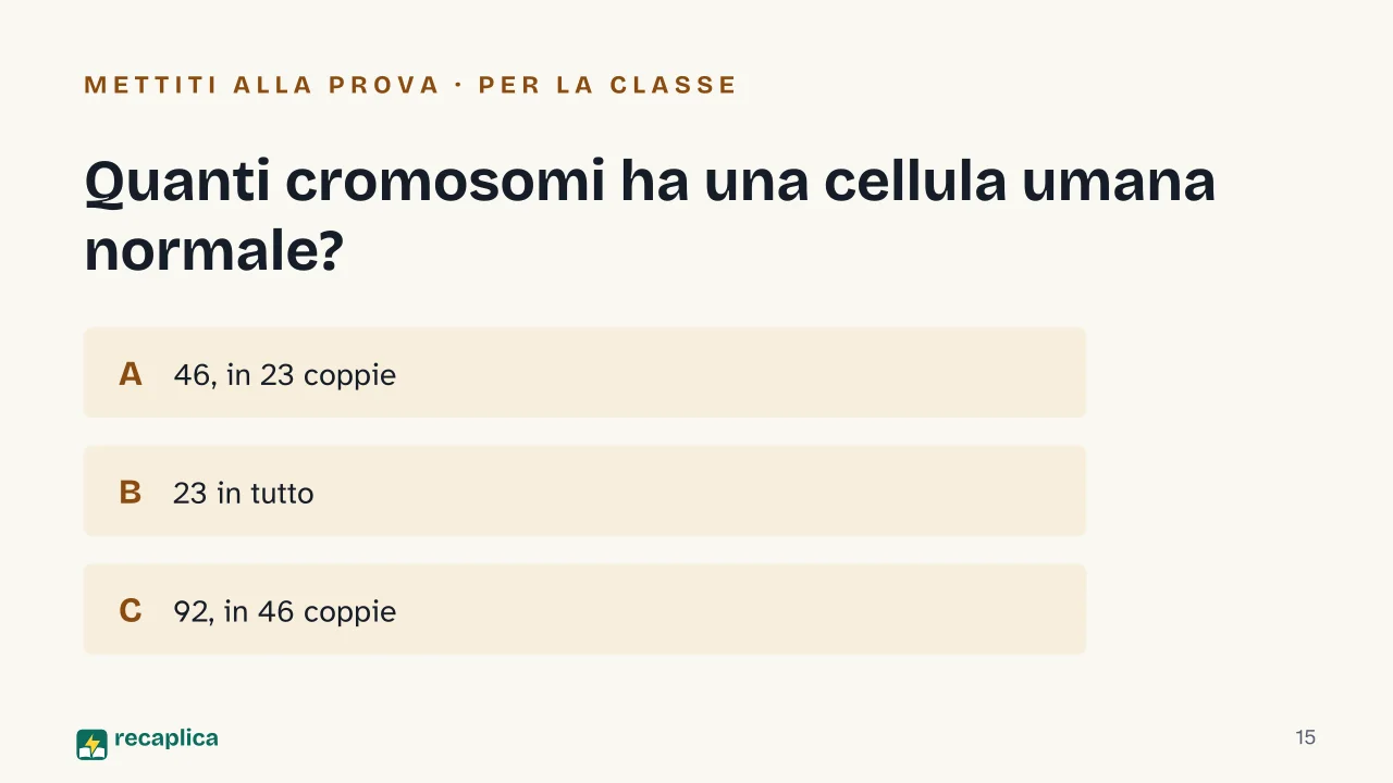 Slide 15 della presentazione su Il DNA: Quanti cromosomi ha una cellula umana normale?
