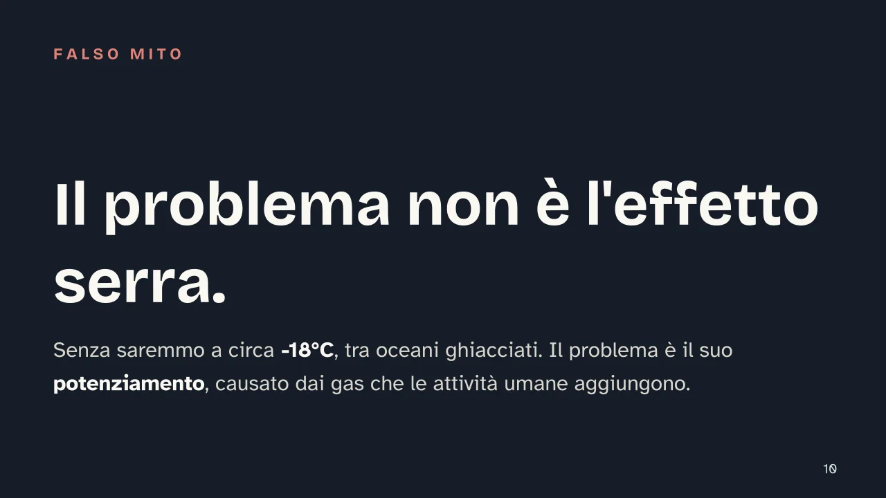 Slide 10 della presentazione su Effetto serra: Il problema non è l'effetto serra.