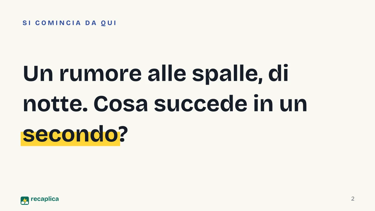 Slide 2 della presentazione su Emozioni umane: Un rumore alle spalle, di notte. Cosa succede in un secondo?