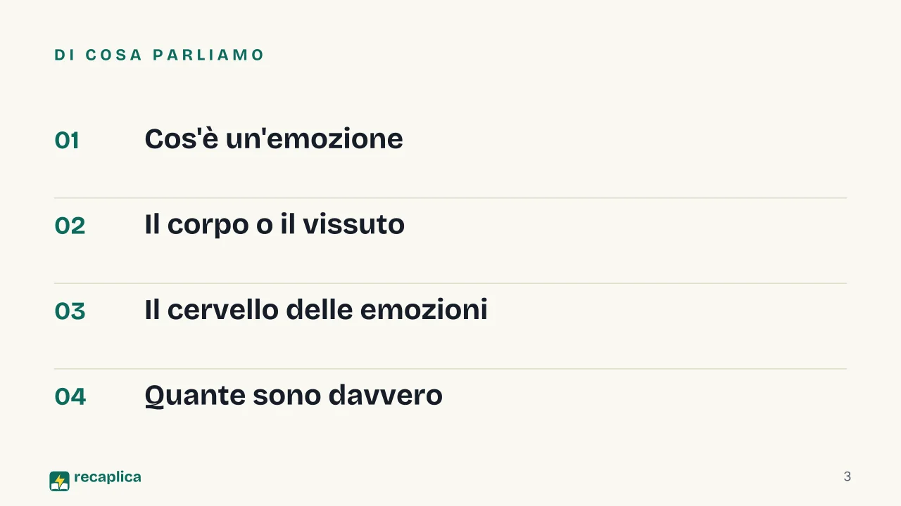 Slide 3 della presentazione su Emozioni umane: Di cosa parliamo