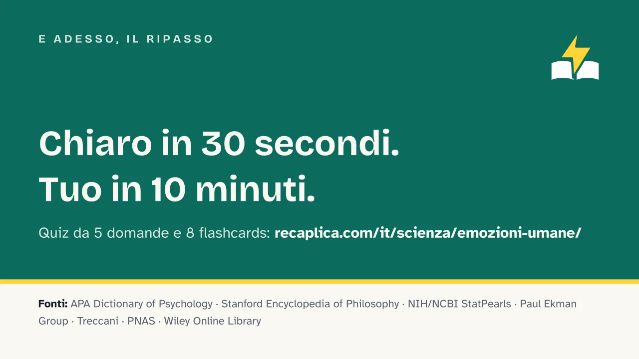 Slide 17 della presentazione su Emozioni umane: E adesso, il ripasso