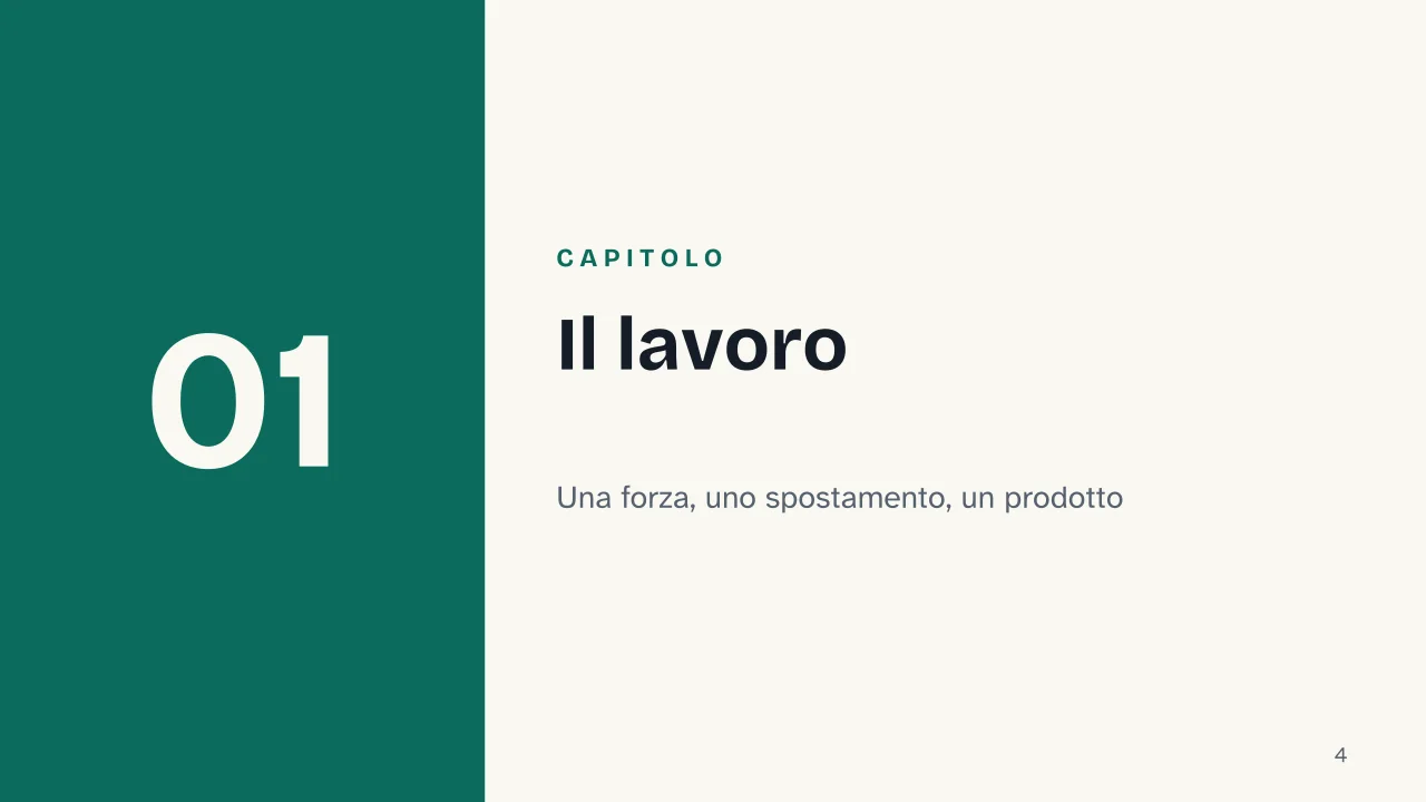Slide 4 della presentazione su Energia meccanica: Capitolo 01: Il lavoro