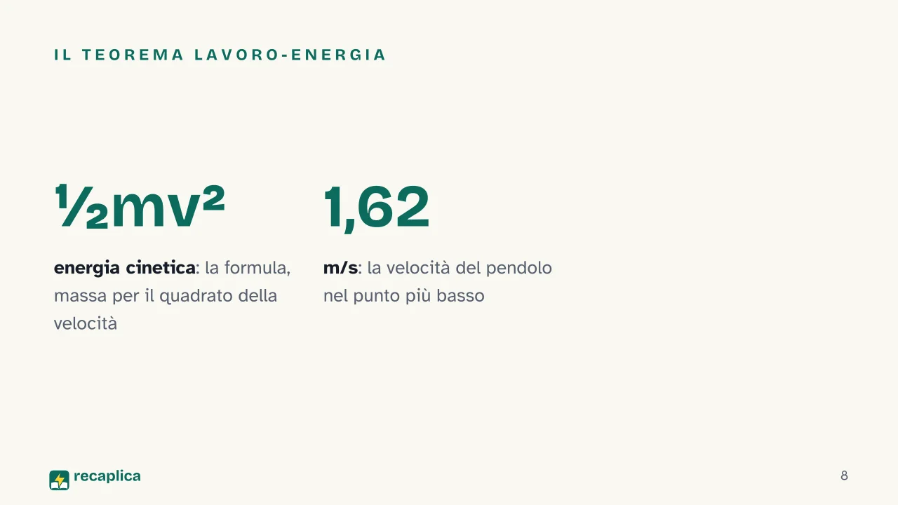 Slide 8 della presentazione su Energia meccanica: Il teorema lavoro-energia