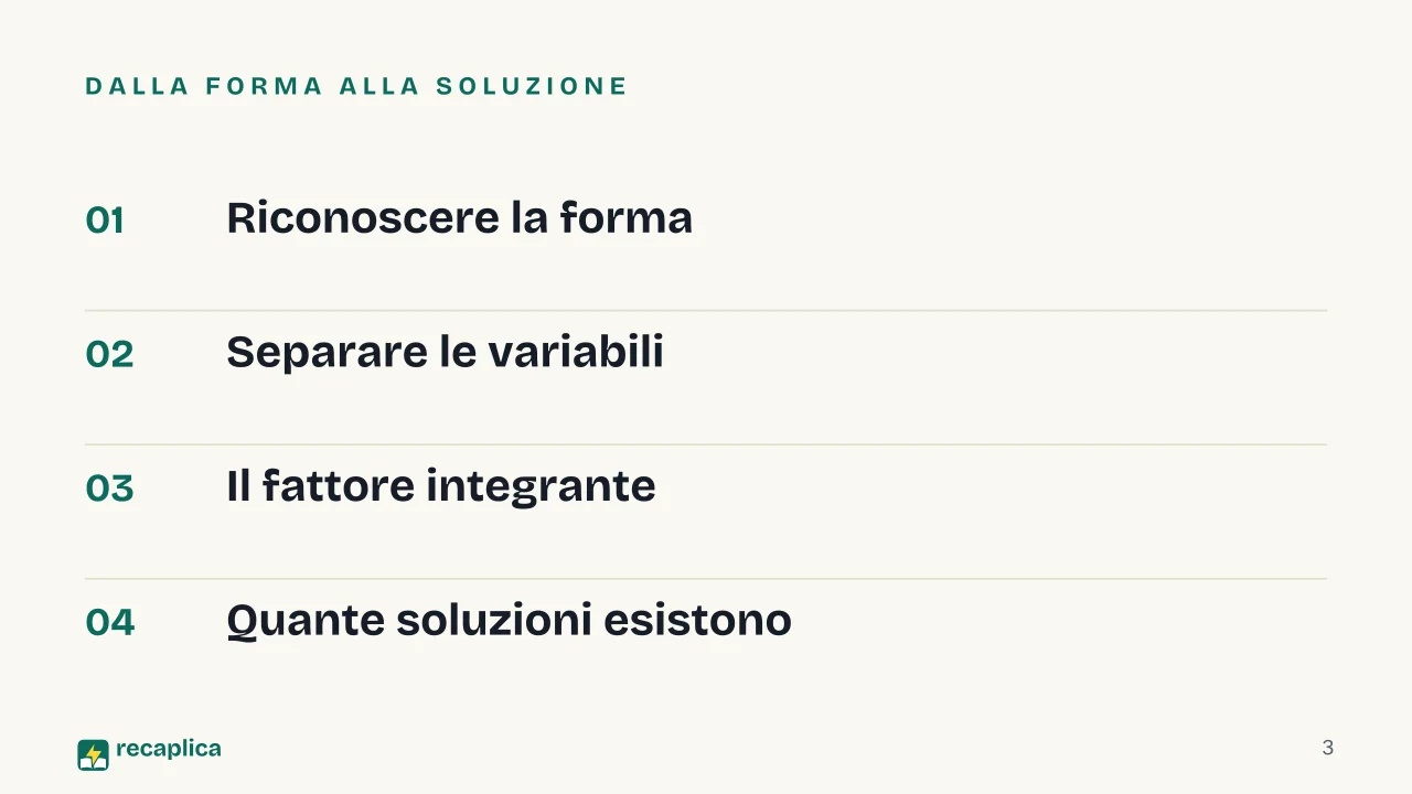 Slide 3 della presentazione su Equazioni differenziali del primo ordine: Dalla forma alla soluzione