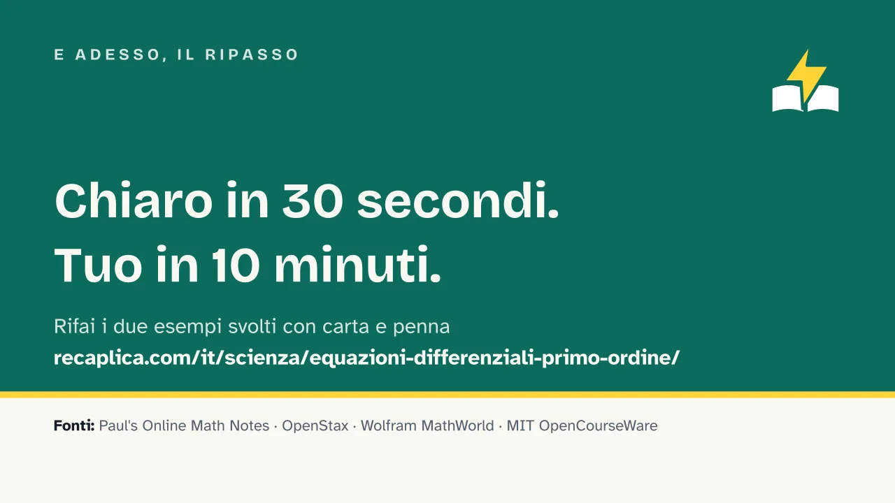 Slide 15 della presentazione su Equazioni differenziali del primo ordine: E adesso, il ripasso