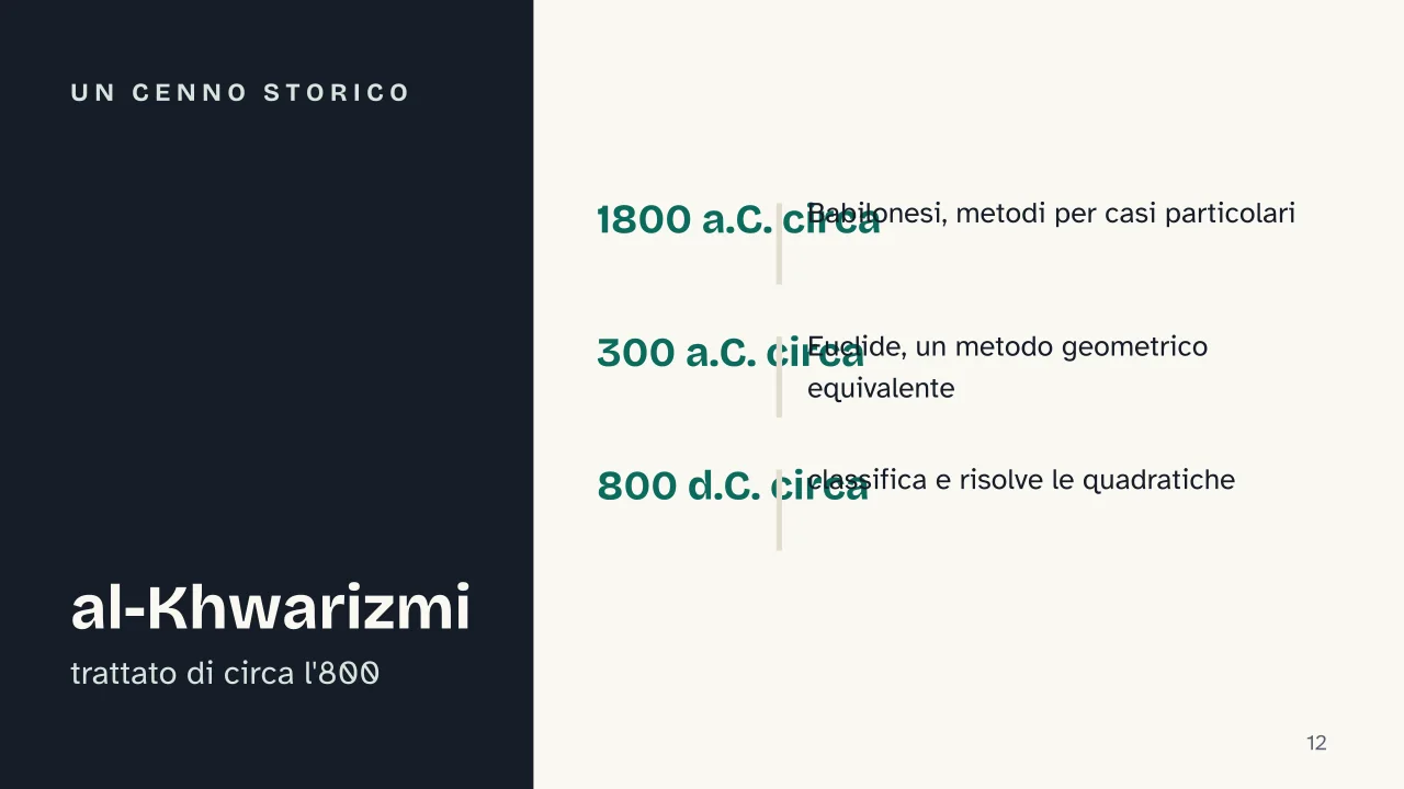 Slide 12 della presentazione su Equazioni: Un cenno storico