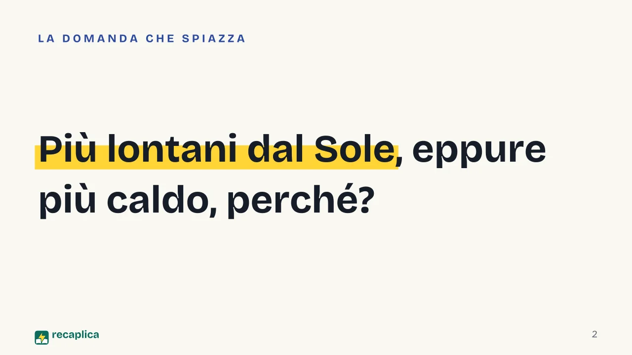 Slide 2 della presentazione su Estate: Più lontani dal Sole, eppure più caldo, perché?