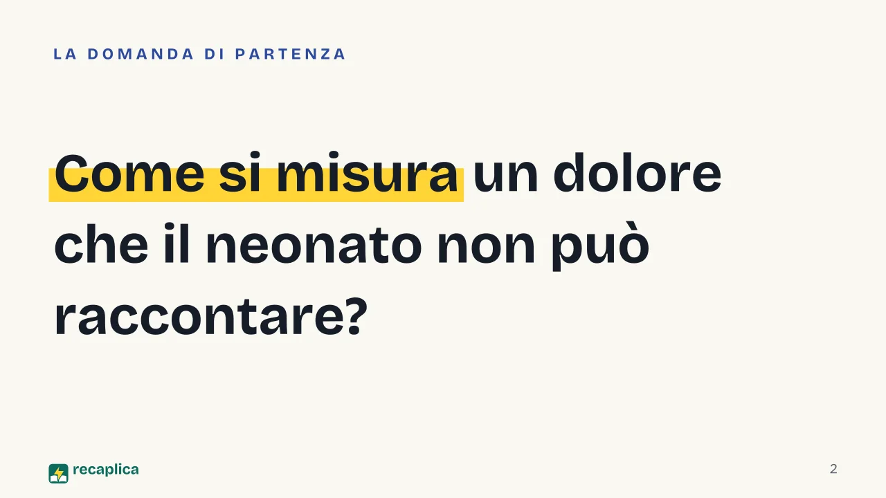 Slide 2 della presentazione su Fentanil in terapia intensiva neonatale: Come si misura un dolore che il neonato non può raccontare?