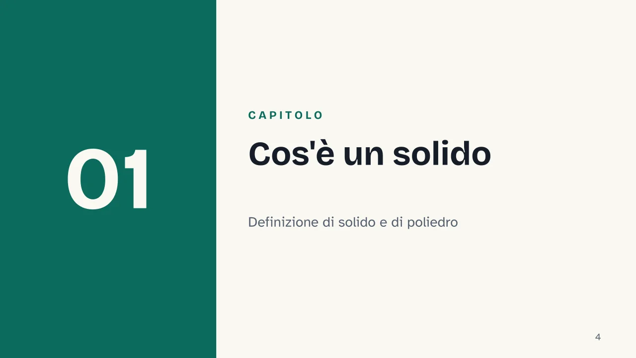 Slide 4 della presentazione su Geometria dei solidi: Capitolo 01: Cos'è un solido
