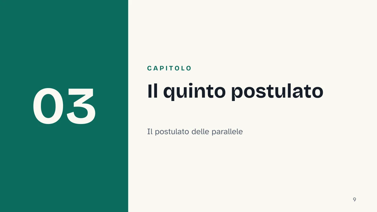 Slide 9 della presentazione su Geometria euclidea: Capitolo 03: Il quinto postulato