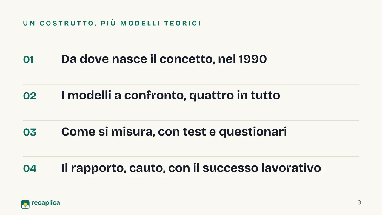 Slide 3 della presentazione su Intelligenza emotiva: Un costrutto, più modelli teorici