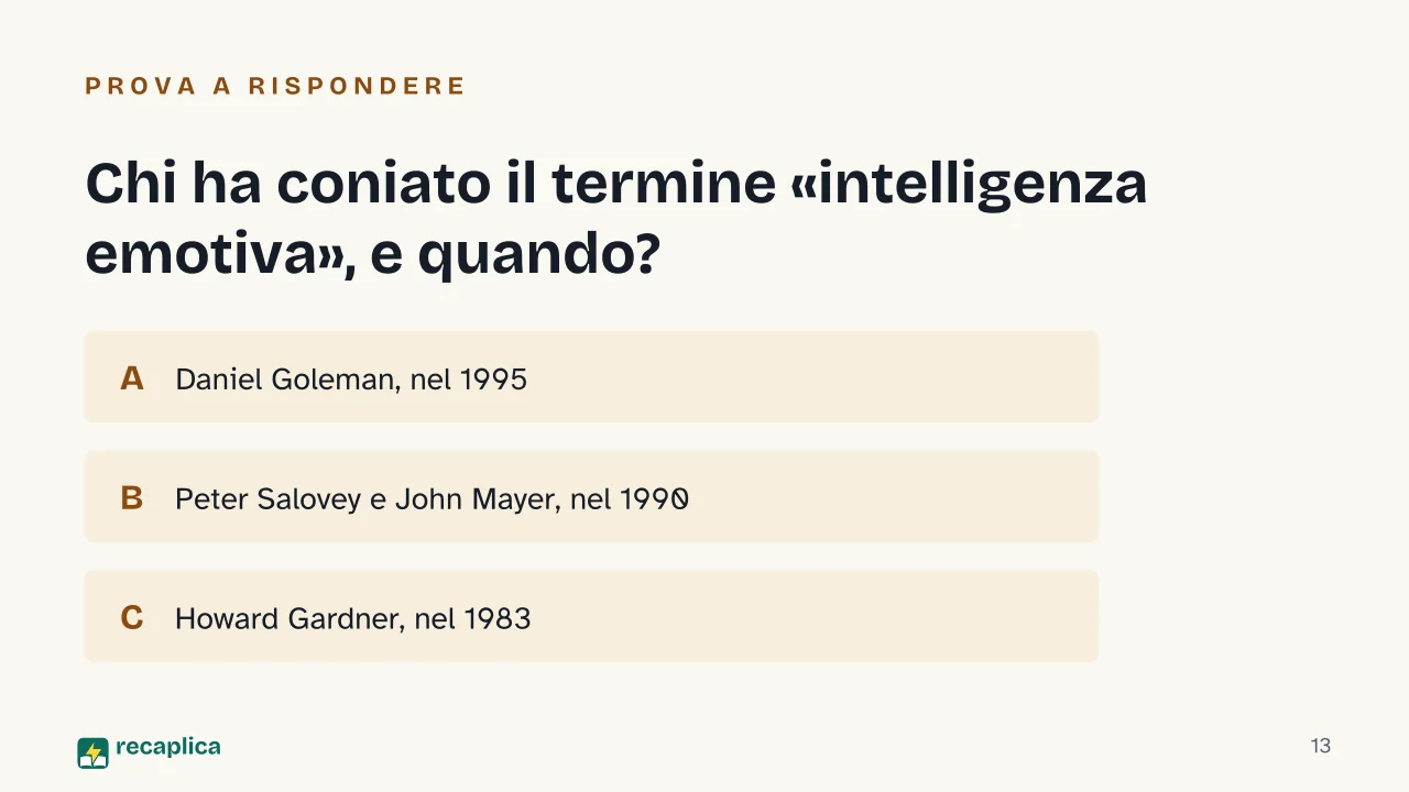 Slide 13 della presentazione su Intelligenza emotiva: Chi ha coniato il termine «intelligenza emotiva», e quando?